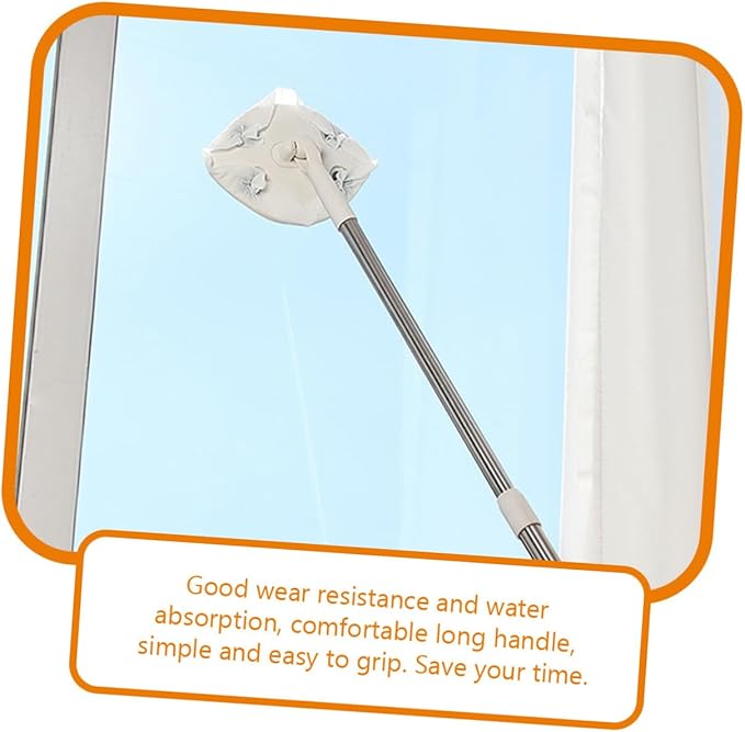 Retractable Dust Mop with Long Handle Dry Electrostatic Cleaning Mop for Household Floor and Desktop White Extendable No-wash Cleaning Tool for Home Use