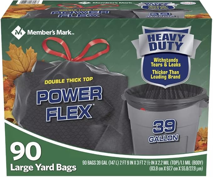 Compatible with Member's Mark 39 Gallon Power-Guard Drawstring Yard Trash Bags (90 ct.)