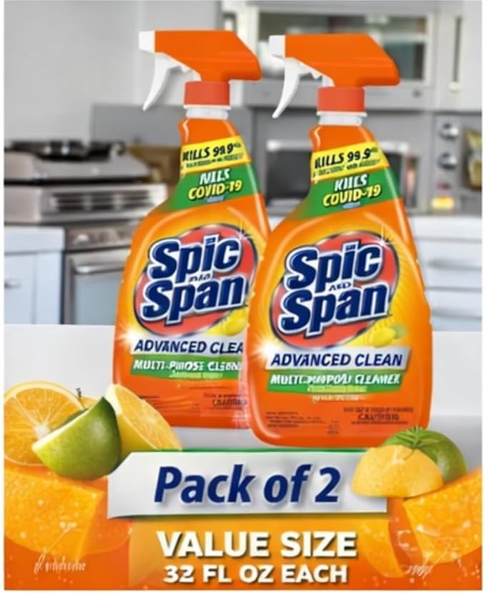 Spic &amp Span Advanced Clean Multi-Purpose Cleaner Spray Fresh Citrus Scent 32 fl oz (Pack of 2)
