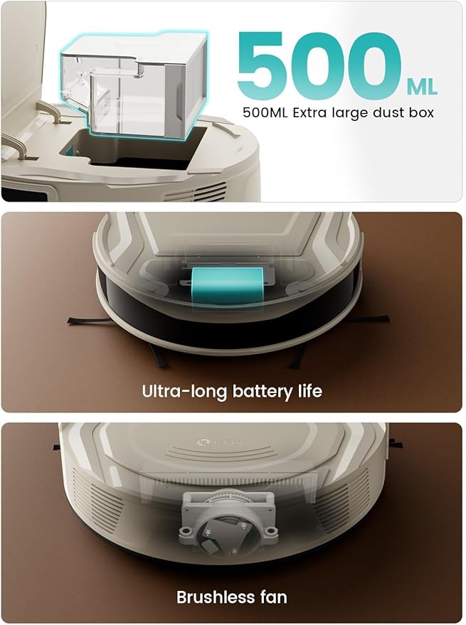 Lefant Robot Vacuum Cleaner M210 ProSlimQuiet2200Pa Suction120 Min Self-Charging Robotic Vacuums Freemove 3.0WiFi/APP/Alexa6 Cleaning Modes Ideal for Hard Floors Pet Hair Low CarpetChampagne