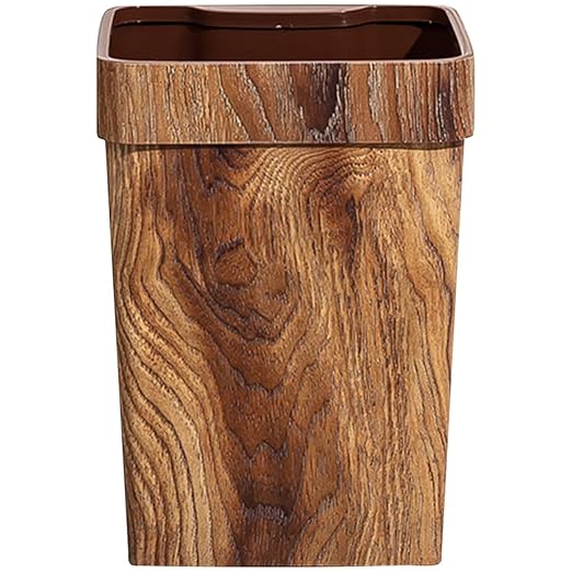 SUPVOX Wood Grain Trash Can 8l Small Wastebasket with Recessed Handle Imitation Wood Texture Kitchen and Bathroom Rubbish Bin for Home and Office Use