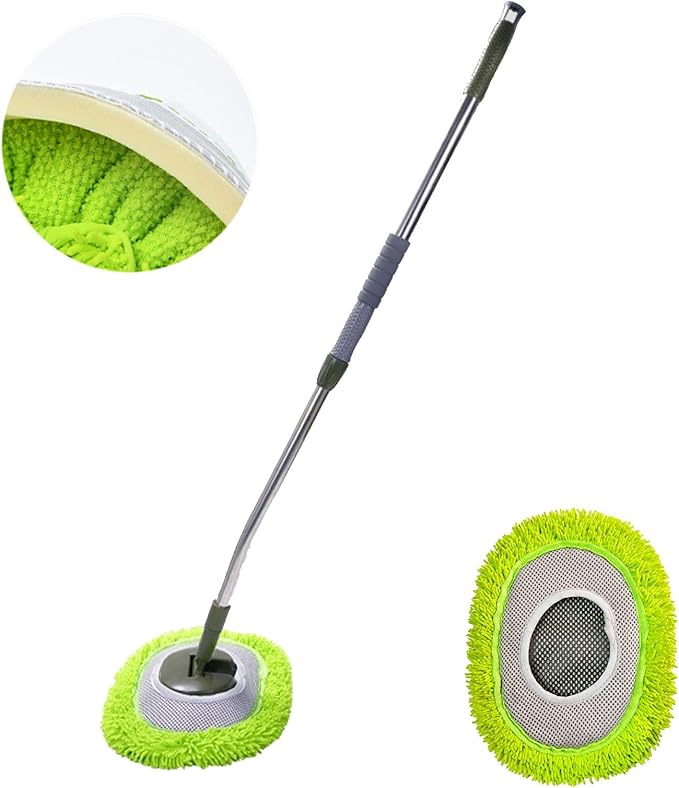 Limpia Techos De Casa Adjustable Long Handle Wall Cleaning Tool Microfiber Ceiling Duster with Extension Pole for High Walls (1pcsA+1)
