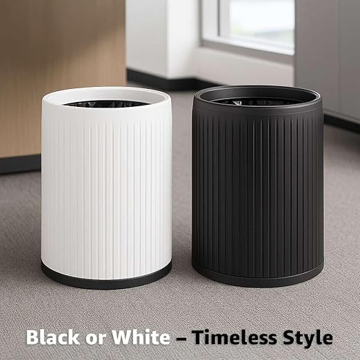 2 Pack - 4 Gallon White Plastic Trash Can/Small Indoor Wastebasket Round Polyethylene Bin for Office Hotel Home School