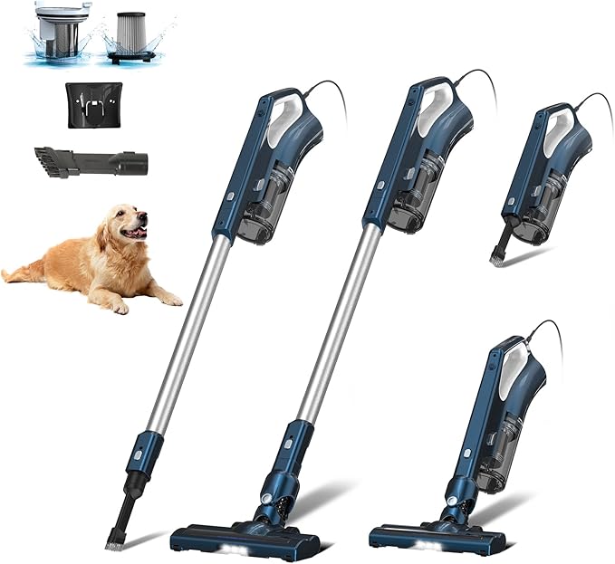 Corded Stick Vacuum Cleaner for Home Pet Hair &amp Hard Floors500W 16.7Ft Power Cord Ultra-Lightweight Vacuum Cleaner with Powerful Suction for Tile and Low-Pile Carpet Handheld Vac(VA002)