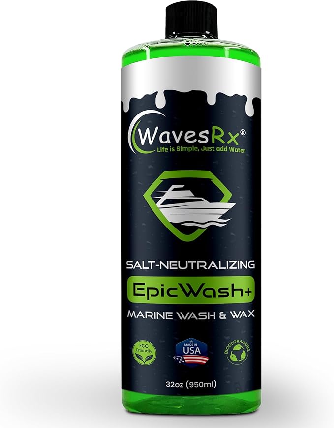 WAVESRX Salt Neutralizing Boat Soap &amp Jet Ski Wash with SiO2 Surface Protection (EpicWash+) Marine Grade Cleaner Removes Salt &amp Contaminants Protective Ceramic Coating Prevents UV Damage
