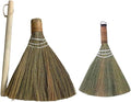 Hand-Woven Household Brooms Set Small Soft Whisk Broom with Detachable Long Handle Natural Corn Straw Cleaning Supplies for Home Dust Removal and Floor Sweeping 2pcs Set