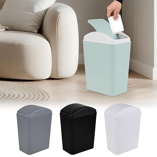 4.2 Gallon Compact Plastic Bathroom Trash Can Swing Kitchen Garbage Bin (Green)