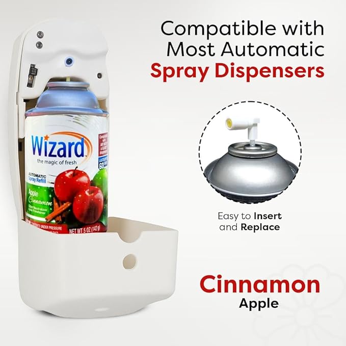 12 WIZARD AUTOMATIC SPRAY REFILLS 5 oz APPLE CINNAMON