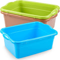 Honeydak 3 Pack Plastic Wash Basins 12 Quart Dish Pan Rectangular Wash Tub Colorful Dishpan for Kitchen Bathroom Sink Face Washing Cleaning Foot Hospital Soaking Laundry Storage Cleaning Supplies
