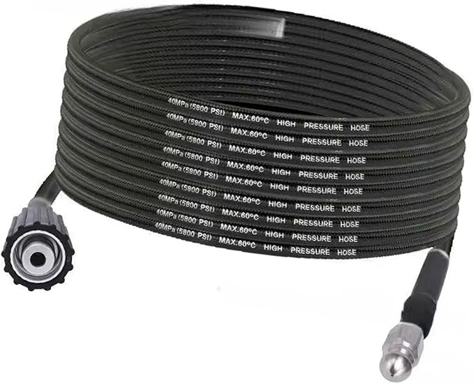 15m M22 Drain Hose with 1+6 Nozzles High Pressure Pipe Unclogger for Bathroom Sink Blockage Commercial/Home Drain Unblocker