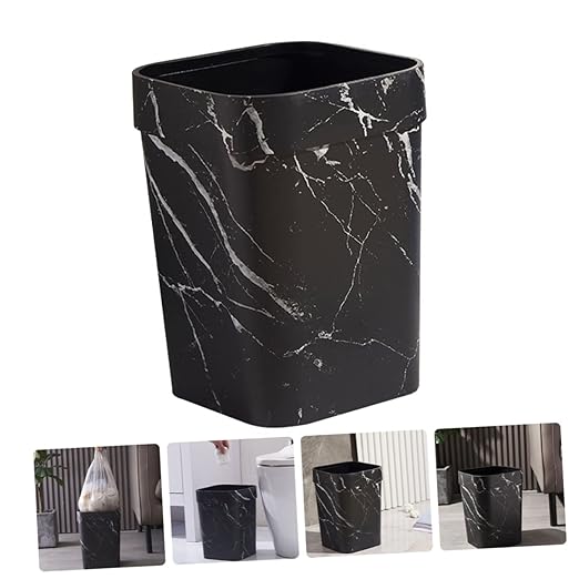 Happyyami Marble Trash Can Decorative Garbage Container for Home Office Bathroom Stylish Non Slip Waste Basket Compact Versatile Design for Kitchen Living Bedroom