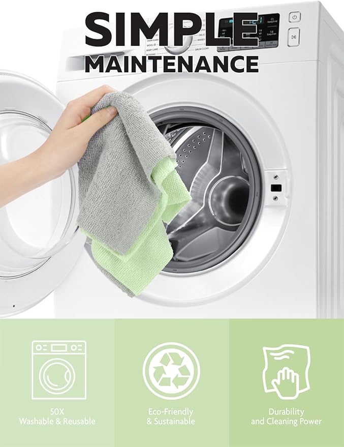 Fantasticlean Microfiber Cleaning Cloth Roll -75 Pack Tear Away Microfiber Towels 12 x 12 Reusable Washable Scratch Free Ultra Absorbent Dishcloth for All-Around Cleaning Supplies (Green)