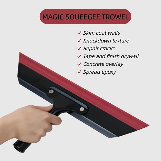 18in Magic Squeegee Trowel Spreader Trowel with Smooth Flexible Blade Professional Epoxy Tool for Knockdown Drywall Concrete Epoxy Smoothing Sprayed Surfaces