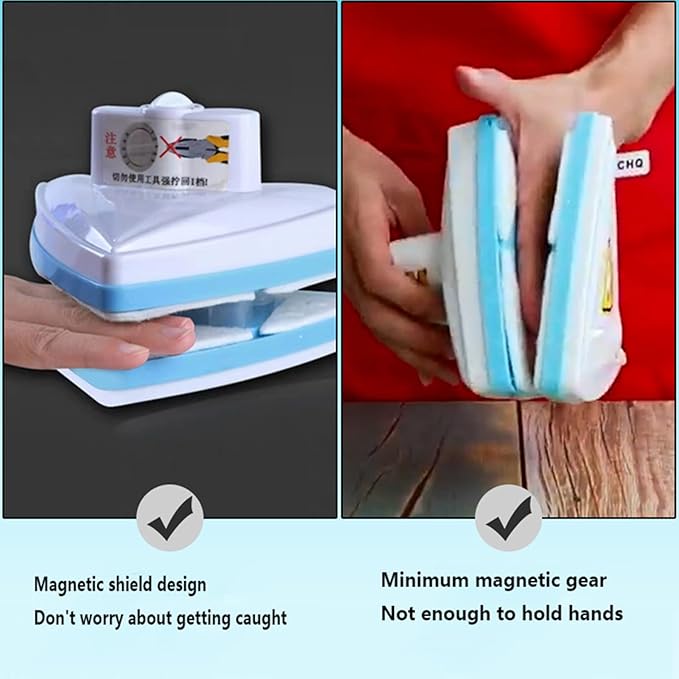 Window Cleaner Wipers Double-Sided Window Cleaner Glass Wiper Magnetic Cleaning Tools Magnetic Five-Gear Adjustable Window Cleaner Home for High Windows Thickness Shower Window Squeegee