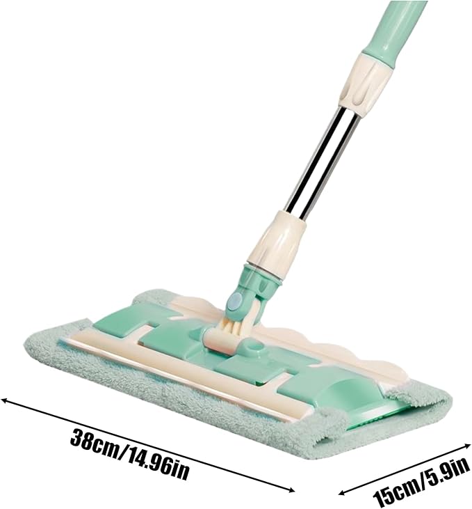 Floor Mop – Reusable Mop with 4 Washable Pads &amp Dust Scraper | 360° Rotatable Telescopic Cleaning Tool for Tile Wood Kitchen &amp Bathroom Floor
