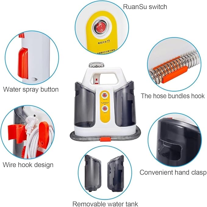 Multi-Purpose Wet/Dry Vacuum Spot Cleaner Portable Carpet Cleaning Machine 600W Deep Cleaning for Pillows Curtain Bed Sheets Mattresses Sofas Car Plush Toys and Other Fabric Surfaces