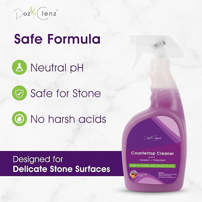 2-in-1 Countertop Cleaner + Protectant. Neutral pH Formula for Marble Granite Quartz &amp Engineered Stone. Safe Around Stainless Steel &amp All Water-Safe Surfaces.