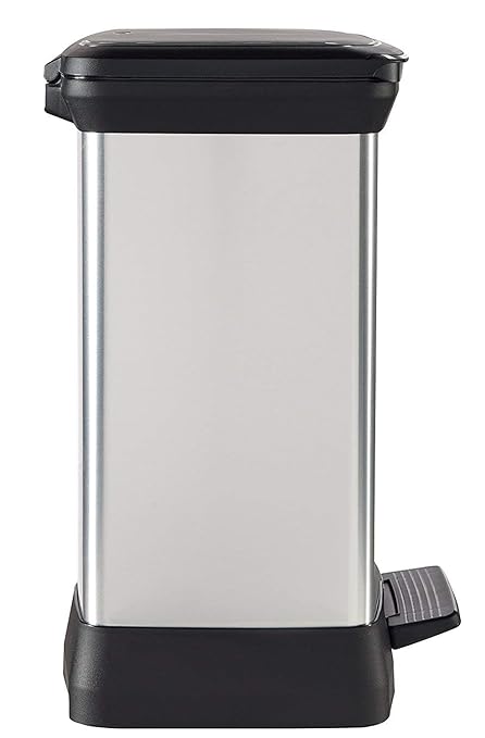 Curver Metal Effect 70% Recycled Kitchen Accessories 30L Duo Recycling Pedal Touch Deco Bin Silver