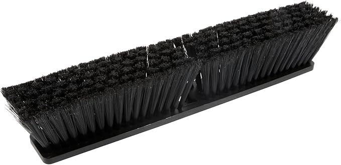 Restaurantware-BROOM HEAD ONLY: Clean Tek Professional 17.13-Inch Push Broom Head 1 Heavy-Duty Cleaning Tool - Handle Sold Separately Fine Flagged Bristles Black Plastic Outdoor Use