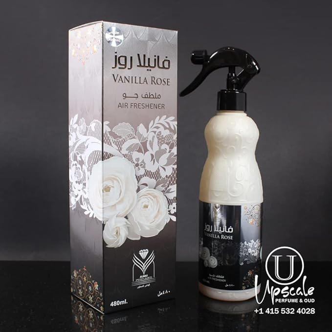 Almas Perfumes Vanilla Rose – Air Freshener Spray 480 ml | Long-Lasting Floral &amp Sweet Scent for Home Car &amp Office