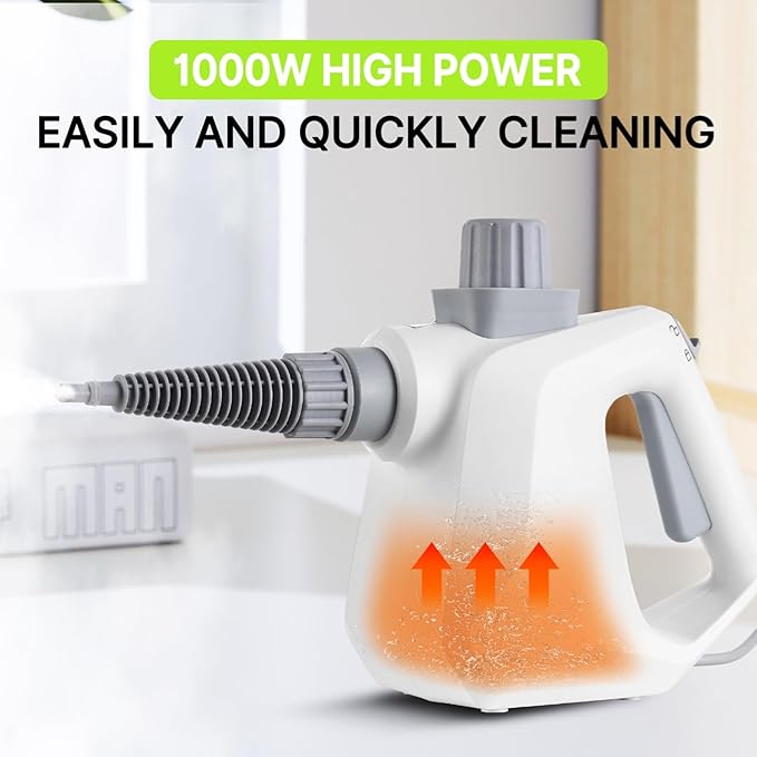 Aramox Pressurized Handheld Steam Cleaner Portable Floor Cleaner with Ergonomic Handle for Hardwood Tile and Car Interior 1000W 400ml Tank (US plug)