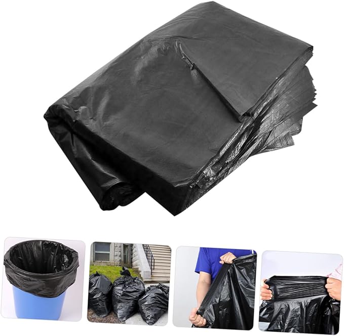 50pcs Large Heavy Duty Trash Bags 80x100cm Black Garbage Bags for 100l Kitchen Office Outdoor and Commercial Use