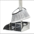 Metal Dustpan and Heavy Duty Broom Set Stand Up Dustpan with Outdoor Stiff Bristles Broom for Hardwood Patio Room Office Floor Sweeping