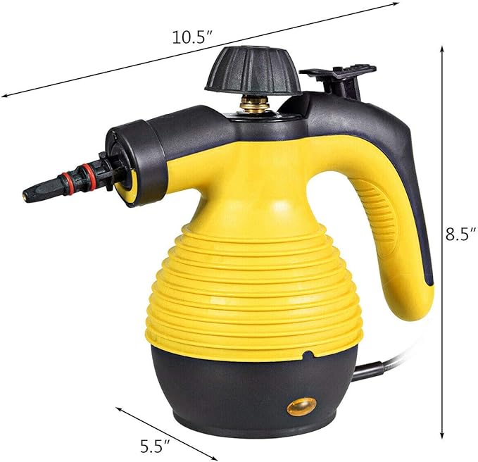 Goplus Handheld Pressurized Steam Cleaner Multi-Purpose Steamer Steam Iron 1050W W/Attachments(Yellow)
