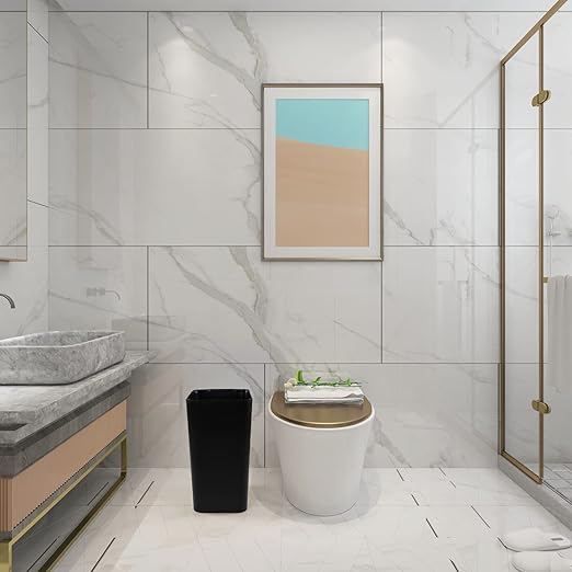Teyyvn 3-Pack 4.5 Gallon Plastic Trash Can Black Small Garbage Can for Bathroom Kitchen Office Bedroom