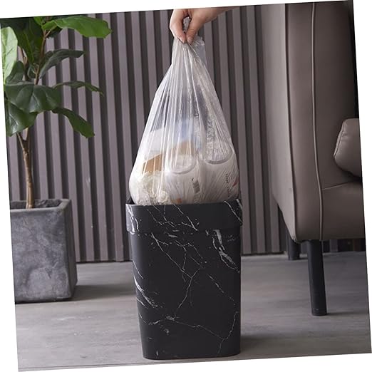 Marble Pattern Garbage Bin Plastic Waste Basket Indoor Trash Can for Bathroom Kitchen Home Office with Sleek Marbling Design and Easy Plastic Bag Use