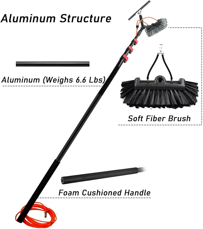 Extendable Window Cleaning Kit for Photovoltaic Panel Cleaningextendable Cleaner Roof Cleaning Kit for Cleaner Roof Photovoltaic Panel Cleaning35 cm Brush Head9M/30FT
