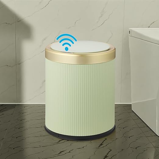 Smart Touchless Bathroom Trash Can 2.8 Gallon Automatic Motion Sensor Rubbish Can with Lid Electric Small Garbage Bin for Kitchen Office Toilet Bedroom -Green
