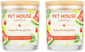 Pet House Candles Soy-Based Long Burning Scented Candles for Pet Homes 60 Hour Burn Time - Watermelon Mojito 9 oz 2 Pack