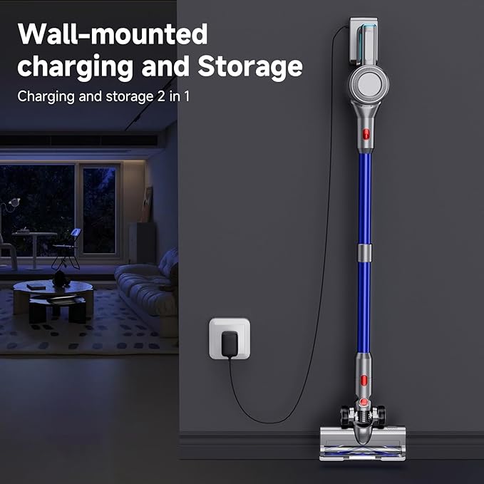 Cordless Vacuum Cleaner 8 in 1 Powerful Stick Vacuum with 50Mins Rechargeable Battery Vacuum Cleaners for Home Anti-Tangled Lightweight Handheld Vacuum for Hardwood Floor Carpets Pet Hair Blue