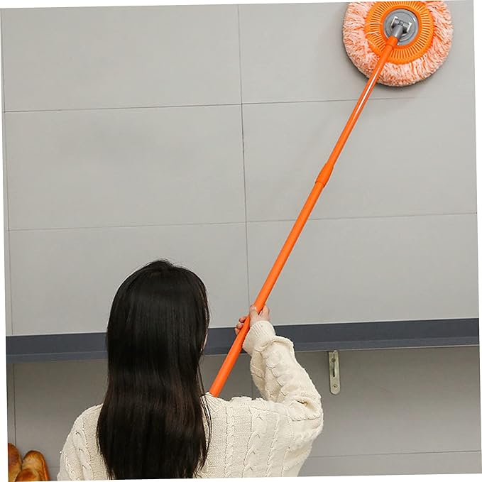 Wall Cleaning Mop Rotatable Adjustable Microfiber Clean Mop Long Scrubbing Brush with 4 Heads Long Handled scrubbing Brush
