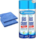 Glass Cleaner Foam Spray 19oz (2 Pack) – Streak-Free Window &amp Mirror Cleaner – Fresh Clean Scent – Includes Microfiber Cleaning Cloth