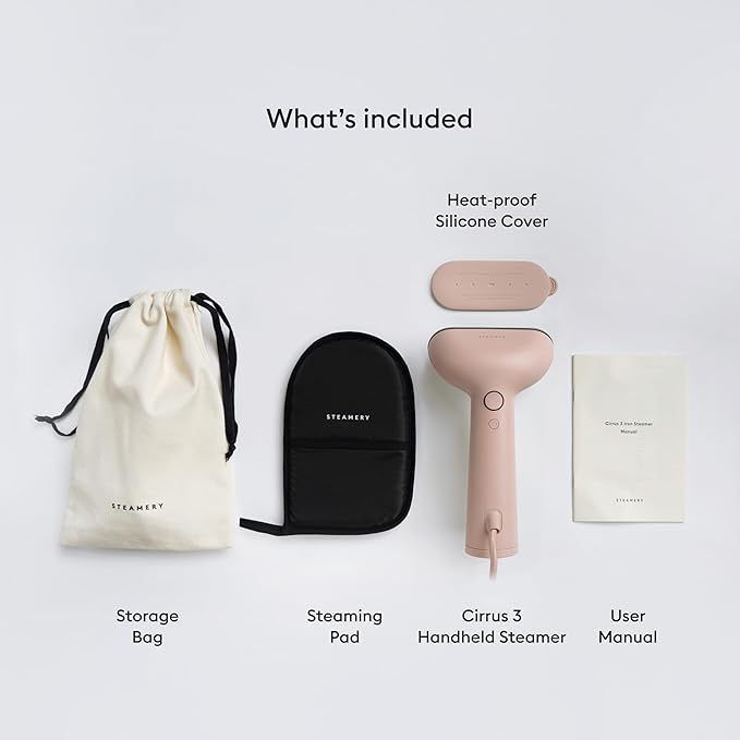 Steamery Handheld Clothes Steamer Cirrus 3 1200W US Plug Heated Ironing Plate Fast Heat Up Garment Wrinkle Remover Pink