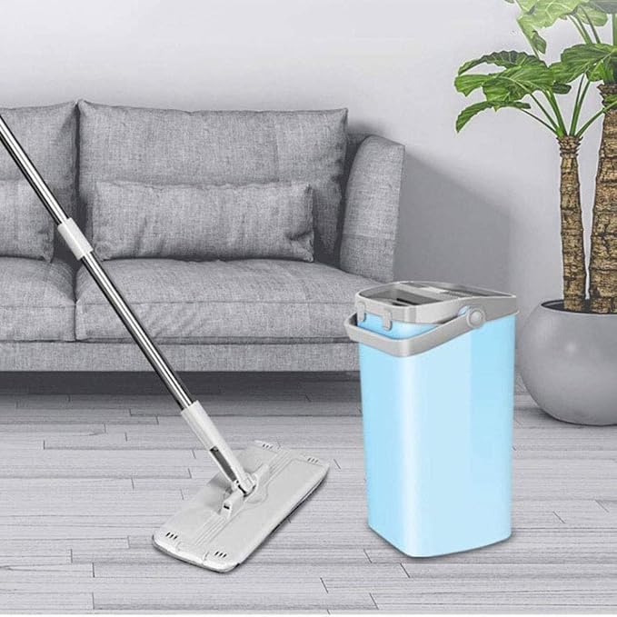 Maglc Flat Mop and Bucket By  360 Degree Swivel  Great for Wet-Dry Cleaning
