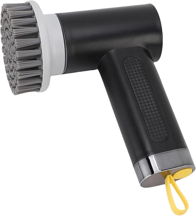 Focket Electric Spin Scrubber Cordless Electric Brush with 3 Replaceable Heads IPX7 Adjustable 2 Speeds for Bathroom Kitchen (Black)