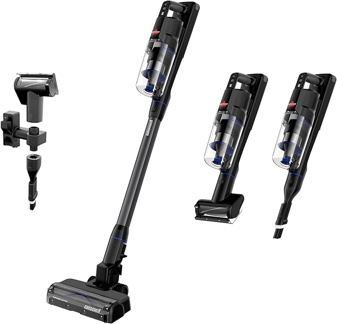 Bissell PowerClean FurGuard 280W Self-Standing Cordless Vacuum w/Self-Cleaning Brush Roll Strong Suction Removeable Battery Wall Mount Upholstery Tool &amp Bright Headlights