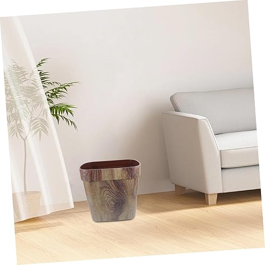 IMIKEYA Marble Pattern Plastic Wastebasket Lidless Garbage Bin with Stable Ring Structure for Kitchen Bathroom Easy to Clean and Design