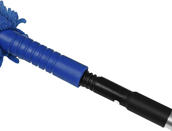 CleanAide Handheld Reusable Microfiber Flex Duster with Adjustable Telescopic Reach Pole – Bendable Lightweight Dust Cleaner for Blinds Shutters Radiators Electronics Glass Hard-to-Reach Areas