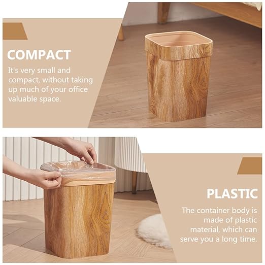 Cabilock Office Decor Decor Decor Decor Trash Can Wood Grain/Marble Pattern Garbage Container Bin Decoration Bin Plastic Toilet Paper Bucket for Bathrooms Kitchen Bedroom Office