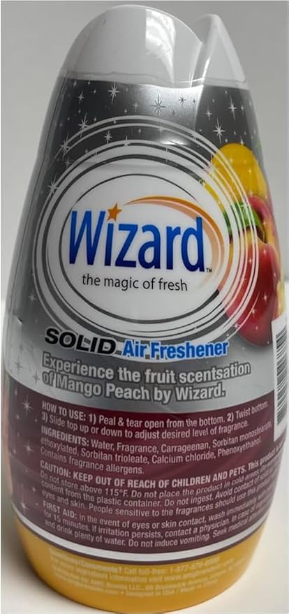 Wizard The Magic of Fresh gel Air Freshener solid air freshener 7.8 oz mango peach (Pack of 12)