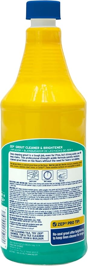 Zep Grout Cleaner + Shower Tub and Tile Cleaner ZU104632 32 oz and ZUSTT128 1 gal - Deep Cleans Grout Lines Removes Soap Scum Calcium Limescale and Dirt