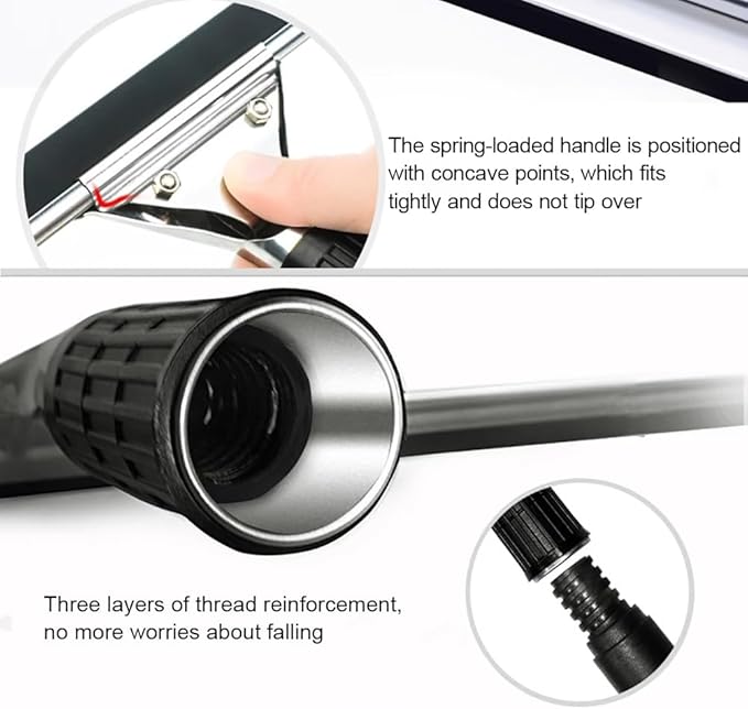 13.8-Inch High-Reach Window Wiper Set with 1.2-15M Aluminum Alloy Telescopic Cleaning Pole Professional Stainless Steel Glass Wiper Suitable for Residential/CommercialPole Length 7m