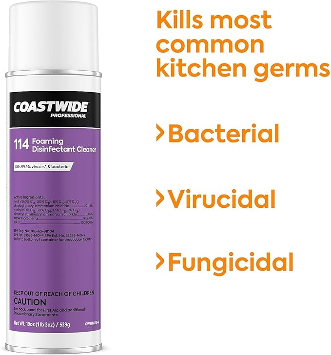 Professional 114 Foaming Disinfectant Cleaner 19 Oz. 6 Cans/Carton