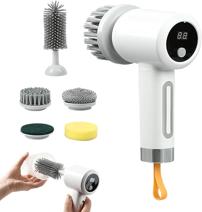 Bathroom Scrubber Electric 3 – Level Adjustable Home Supplies 5 Brush Heads Shower Cleaning Bathtub Tile Grout Floor | Bathtub Tile Grout Floor Toilet Kitchen Wall Home Household Apartment Car Baseb