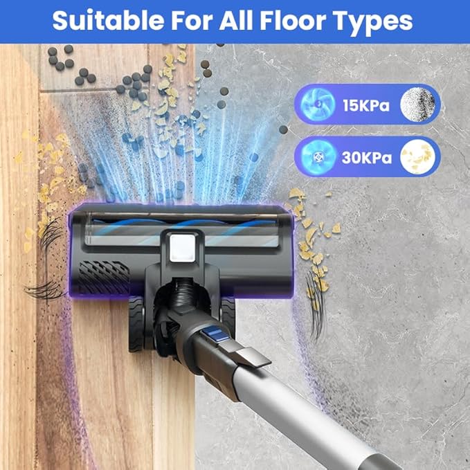 Vacuum Cleaners for Home Cordless Stick Vacuum with Powerful Suction for Pet Hair on Hardwood Floors &amp Carpets Lightweight Handheld and Portable Rechargeable Cleaner (Black+Blue)
