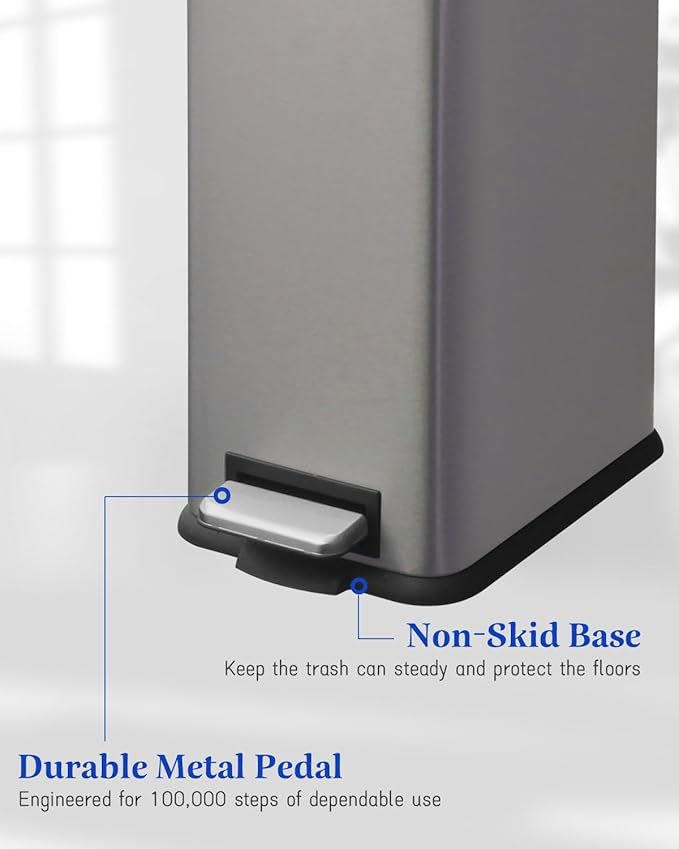 Bathroom Trash Can with Lid5 Liter / 1.3 Gallon Small Trash Can with Removable Liner Soft Close lid &amp Step Pedal Stainless Steel Trash Bin for BathroomBedroomHome Office Kohler Grey